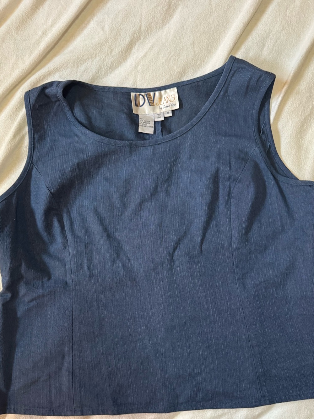Vintage DV Jeans by Donna Vinci Blue Stretch Denim Tank Top Size 16 - Picture 7 of 7